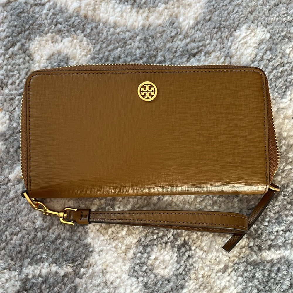 New Tory Burch Robinson Crosshatch Saffino leather Continental Wallet Wristlet - Picture 14 of 15
